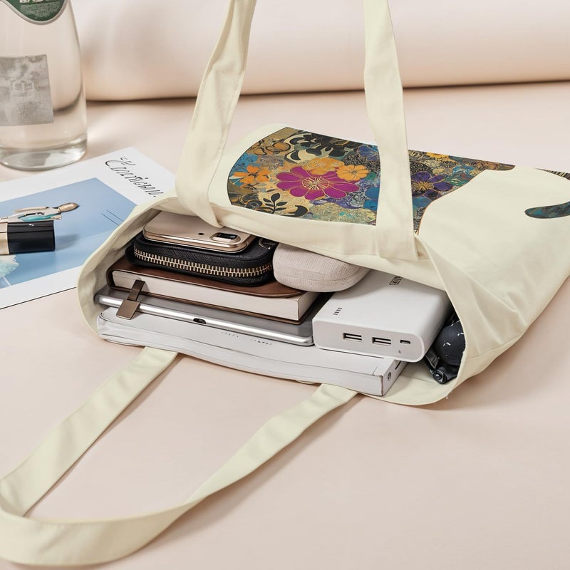 ANNA QUEEN Cat Tote Bag Shoulder Bag Handle Bag for Gym Yoga Picnic Beach Kitchen Reusable - Image 5